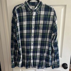 Men's Blue and Green Plaid Shirt